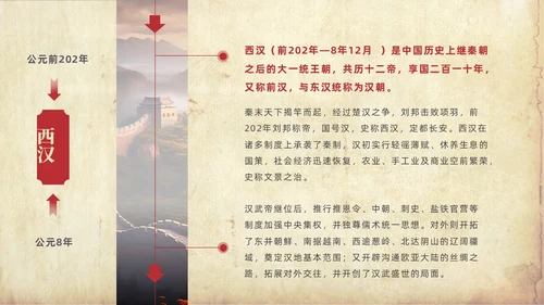 褐色大气实拍长城中国历史发展史PPT
