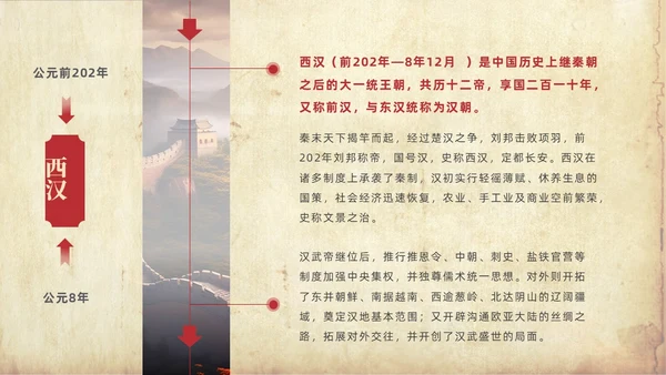 褐色大气实拍长城中国历史发展史PPT