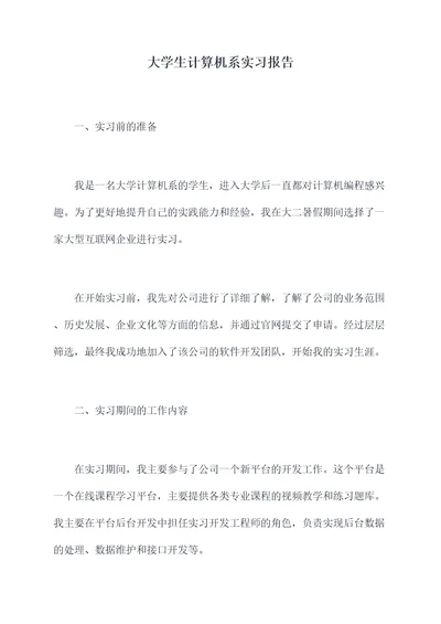 大学生计算机系实习报告