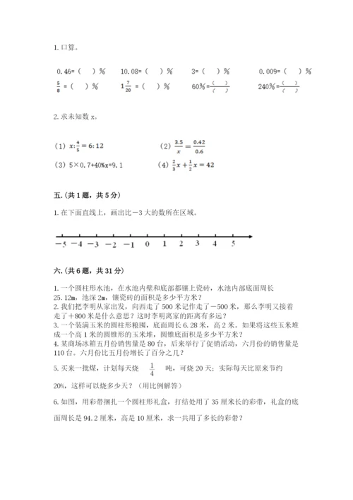 河南省平顶山市六年级下册数学期末考试试卷含答案（巩固）.docx