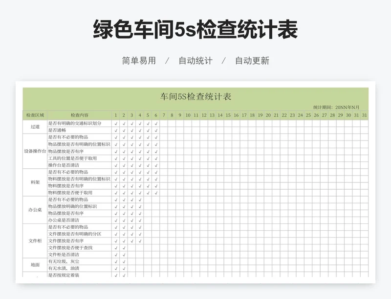 绿色车间5s检查统计表