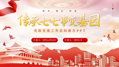 红色党政风传承七七事变基因ppt模板