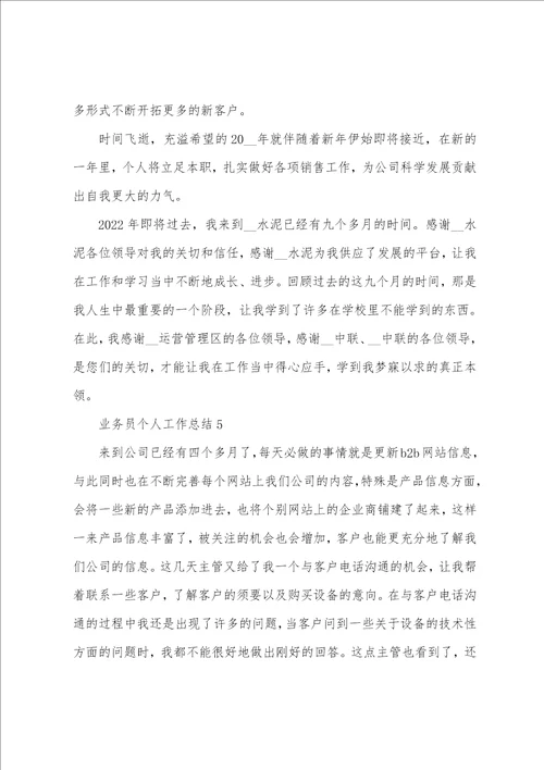 销售业务人员个人工作总结范文五篇