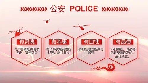 红色大气公安警察个人事迹动态PPT模板