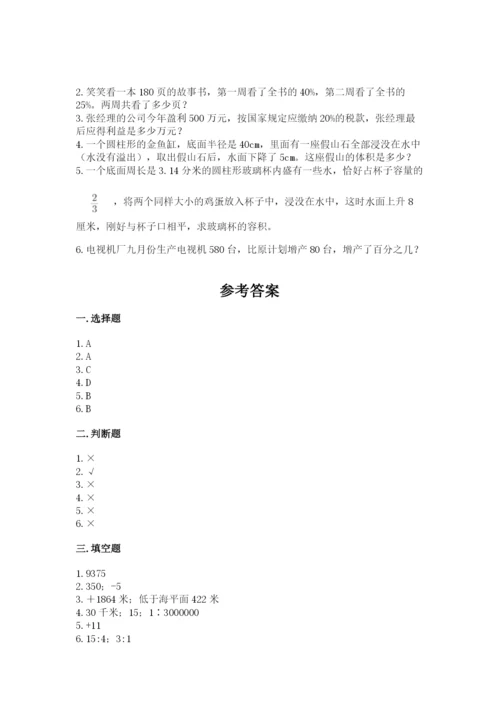 泰安市小升初数学测试卷及参考答案一套.docx