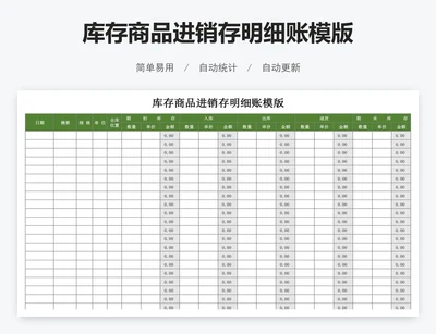 库存商品进销存明细账模版