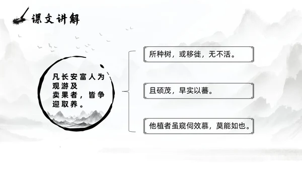 灰色淡水墨风种树郭橐驼传说课PPT模板高中语文PPT