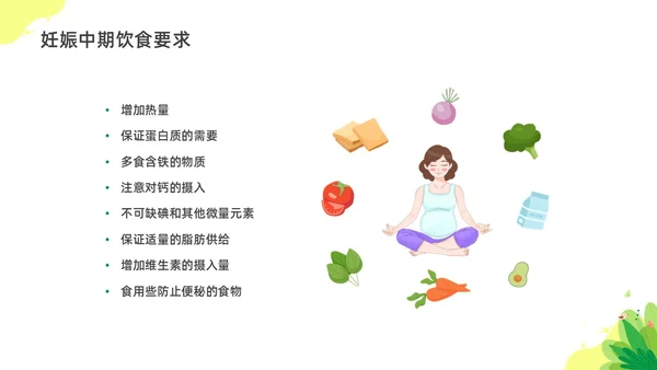 彩色水彩插画孕期营养科普宣传PPT全民营养周