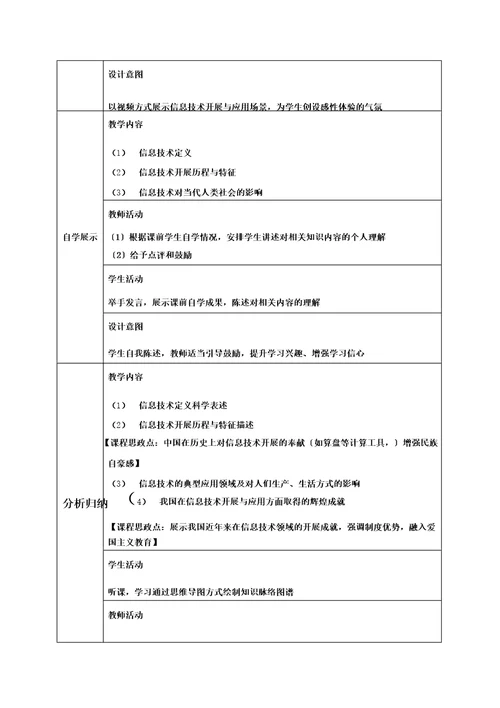 认识信息技术与信息社会教学设计