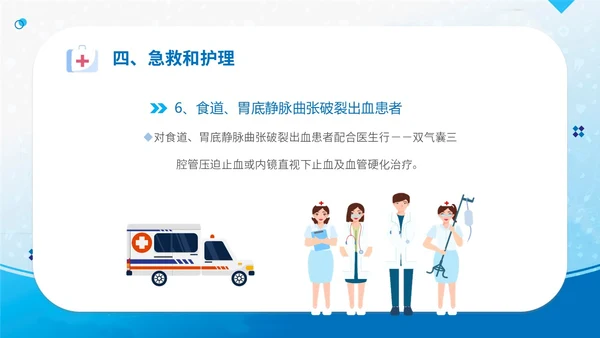 蓝简约医疗医院医生护士消化道出血护理学习培训课件模板