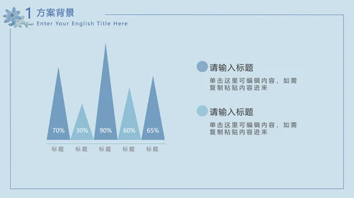 水彩花卉蓝色PPT模板