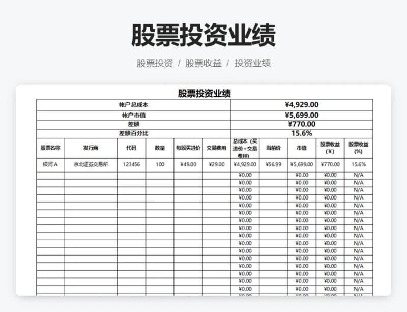 股票投资业绩