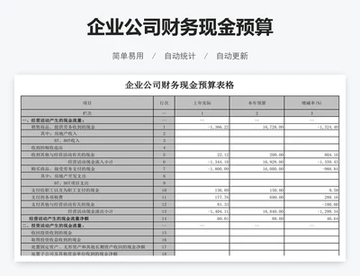 企业公司财务现金预算