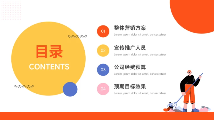 橙系互联网插画个性品牌营销策划PPT模板