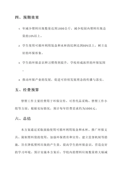 中学禁塑工作方案