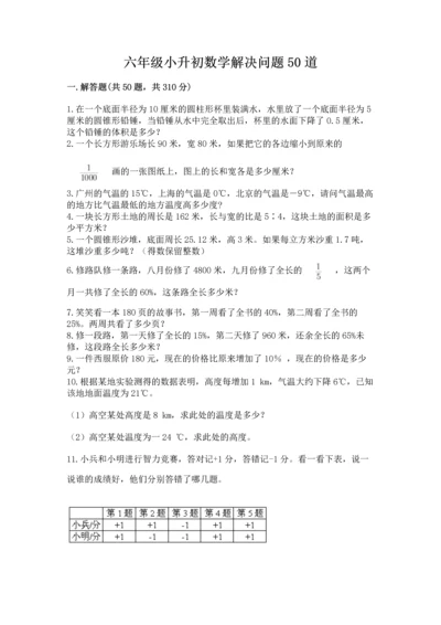 六年级小升初数学解决问题50道含答案（综合题）.docx