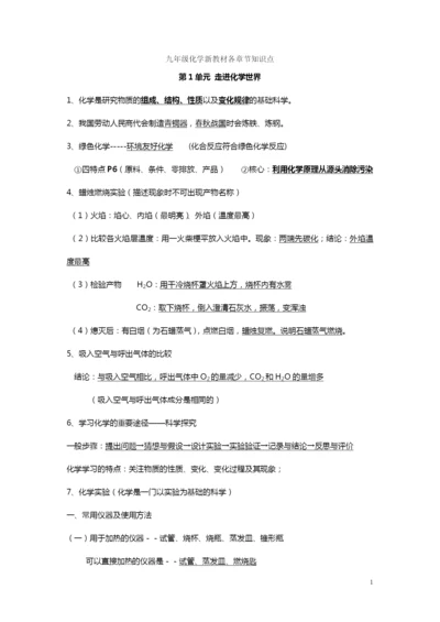 九年级化学新教材各章节知识点.docx