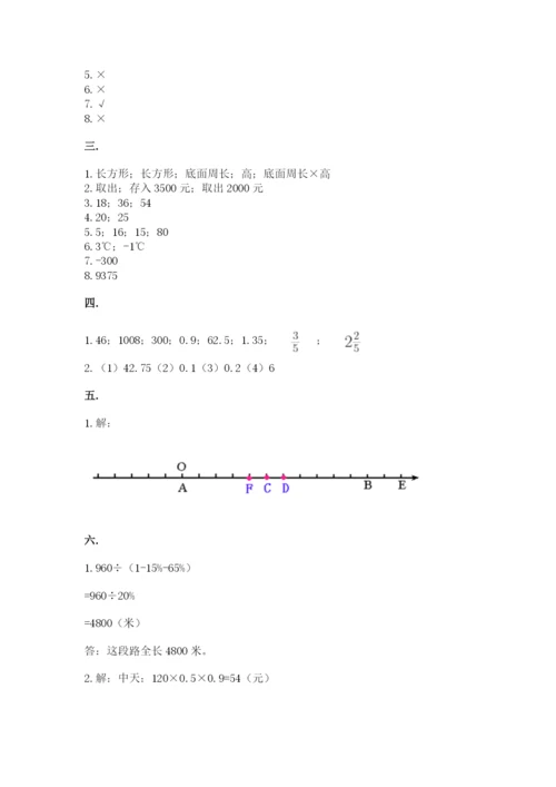 贵州省【小升初】2023年小升初数学试卷精品（预热题）.docx