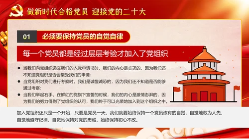 做新时代合格党员迎接党代表大会党课PPT模板