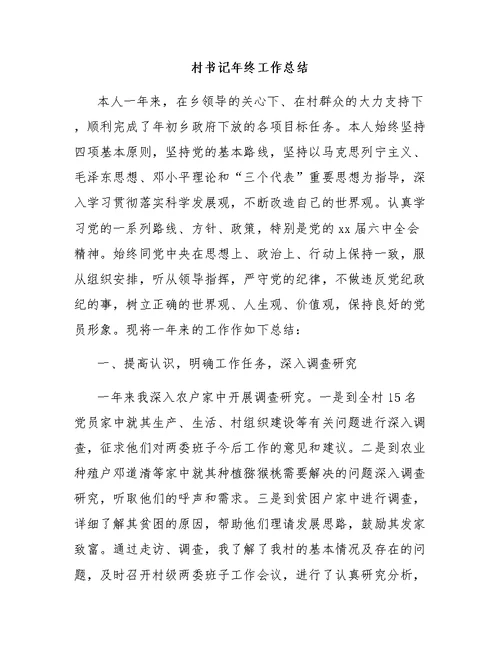 村书记年终工作总结