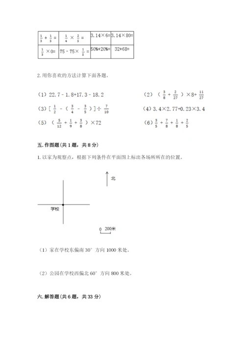 小学六年级数学上册期末卷附答案【模拟题】.docx