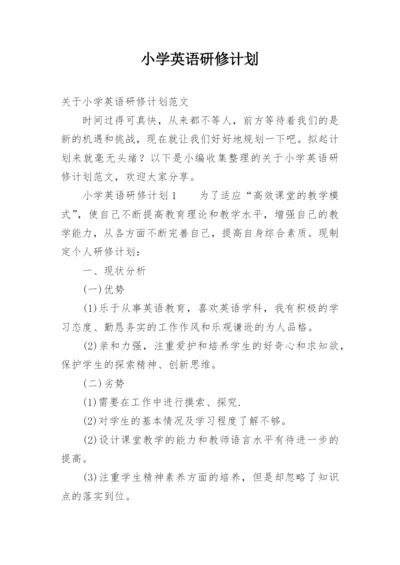 小学英语研修计划.docx