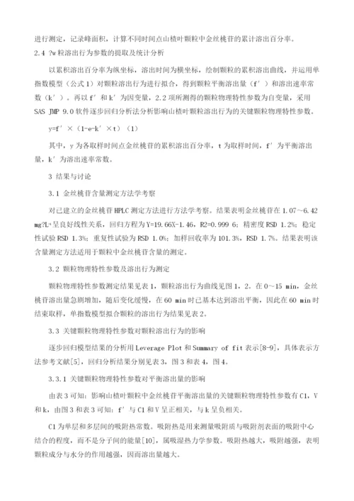 逐步回归分析方法研究影响山楂叶颗粒溶出行为的关键颗粒物理特性参数.docx