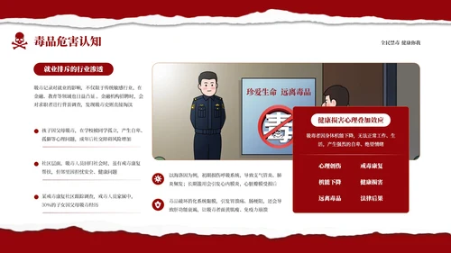 红色商务国际禁毒日宣传主题班会PPT模板