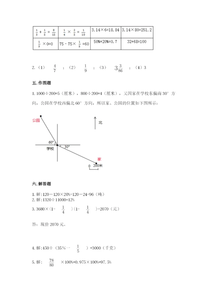 2022人教版六年级上册数学期末测试卷精品（必刷）.docx