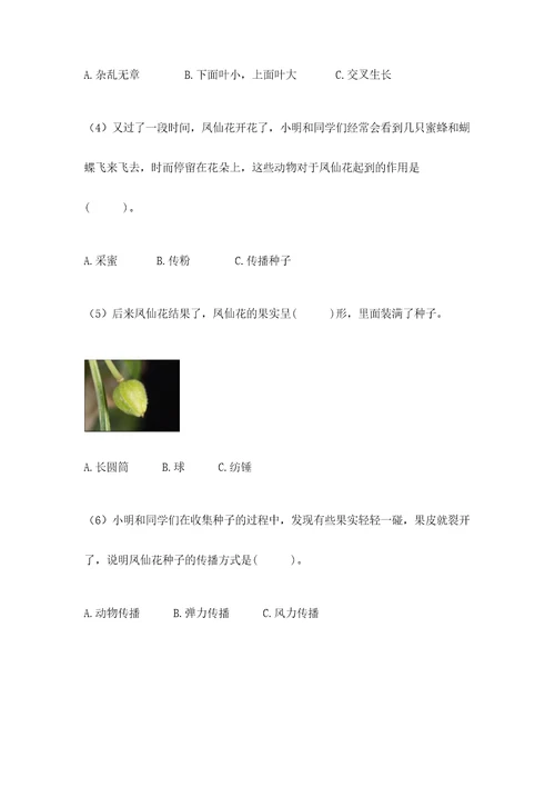 科学四年级下册第一单元植物的生长变化测试卷精品黄金题型