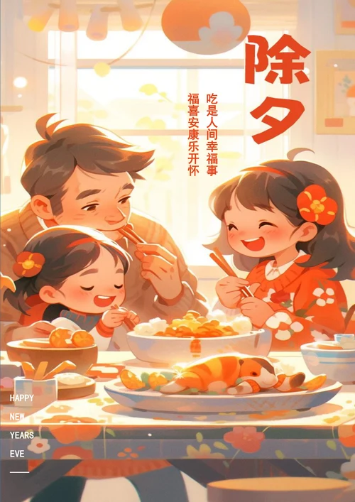 团团圆圆除夕夜春节海报