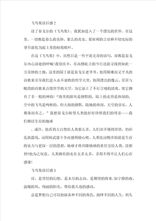 初中飞鸟集读后感个人收获