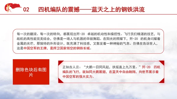 中国航空钢铁雄鹰歼-20四机编队介绍主题党课PPT