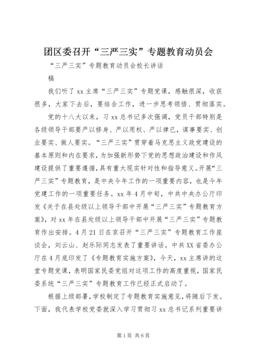 团区委召开“三严三实”专题教育动员会.docx