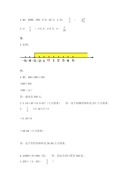 人教版数学六年级下册试题期末模拟检测卷含完整答案（考点梳理）.docx