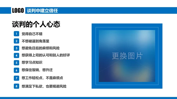 蓝色商务谈判企业培训合作共赢PPT模板