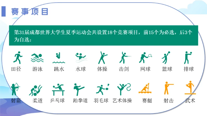 传扬运动精神成都大运会通用PPT模板