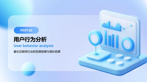 蓝色3D风互联网行业数据可视化报告PPT模板