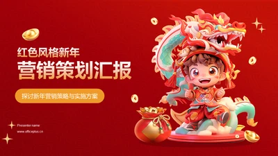 红色创意3D新年营销策划汇报PPT模板