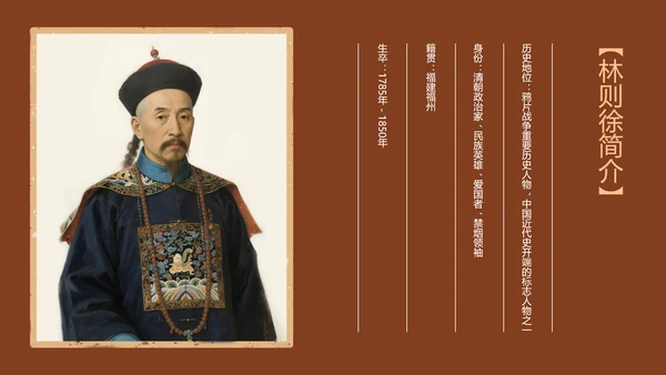 红色简约人物介绍之林则徐PPT模板