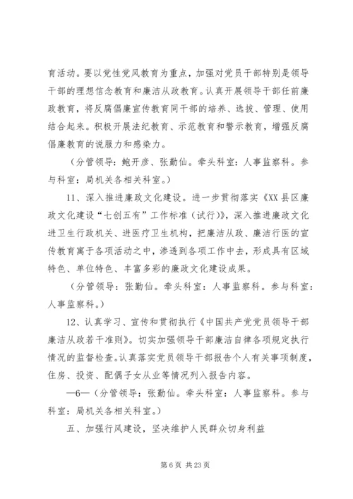 党风廉政建设任务分解.docx