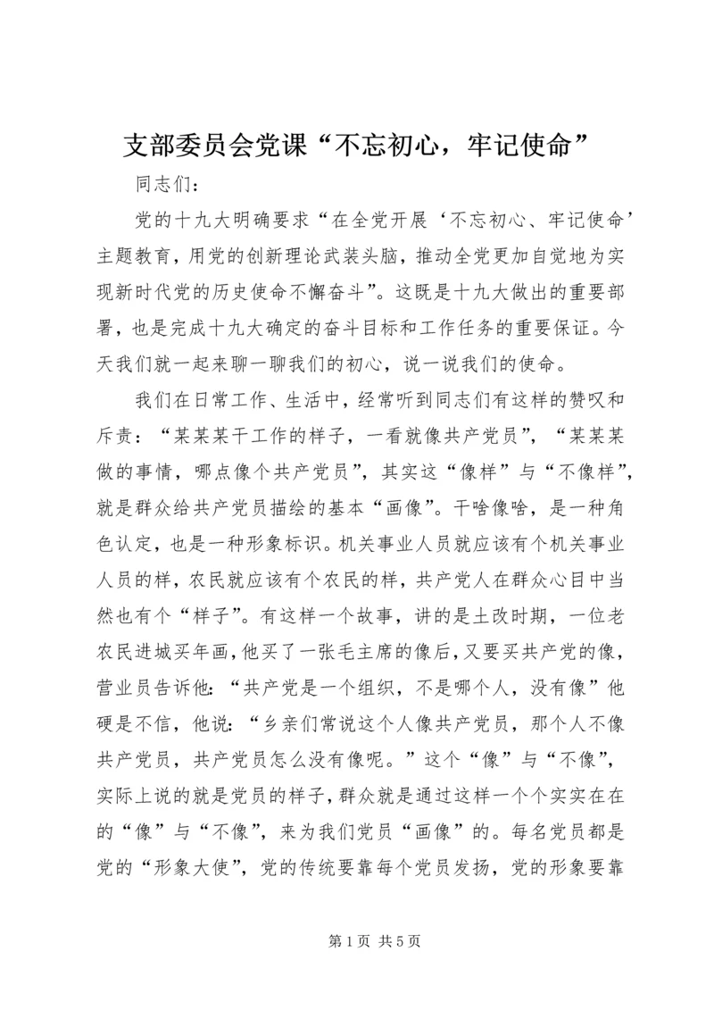 支部委员会党课“不忘初心，牢记使命”.docx