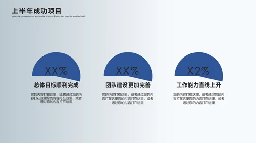 银白色层次质感上半年工作总结通用PPT模板