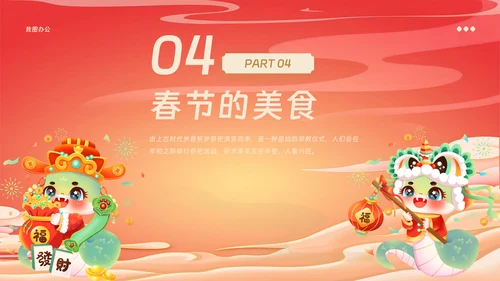 红色中国风春节节日介绍模板PPT