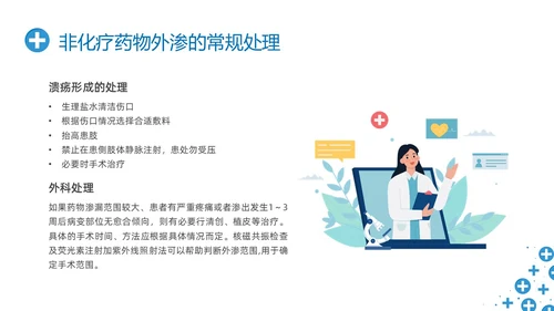 蓝色简约输液外渗液体外渗的处理方法PPT课件输液外渗的处理方法
