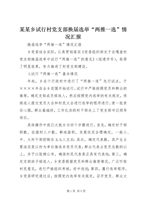 某某乡试行村党支部换届选举“两推一选”情况汇报 (2).docx