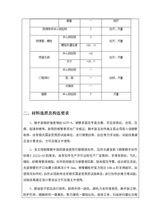 地下室内脚手架技术交底--