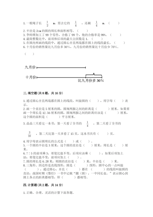 小学数学六年级上册期末模拟卷附参考答案【模拟题】.docx