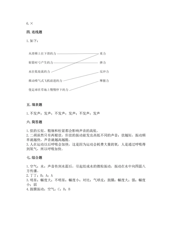 教科版科学四年级上册期末测试卷及解析答案.docx