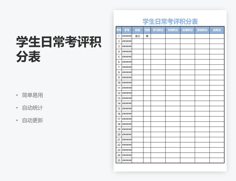 学生日常考评积分表